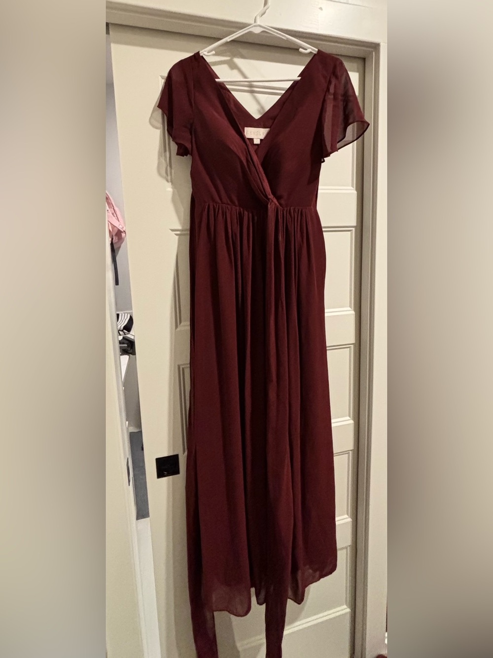 Revelry Burgundy bridesmaids dress with Gathered Waist